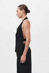 Wool Double Layer Blazer - Black