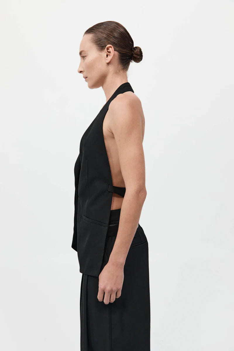 Wool Double Layer Blazer - Black