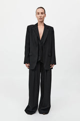 Wool Double Layer Blazer - Black