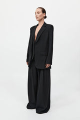 Wool Double Layer Blazer - Black