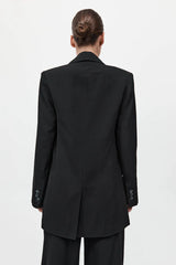 Wool Double Layer Blazer - Black