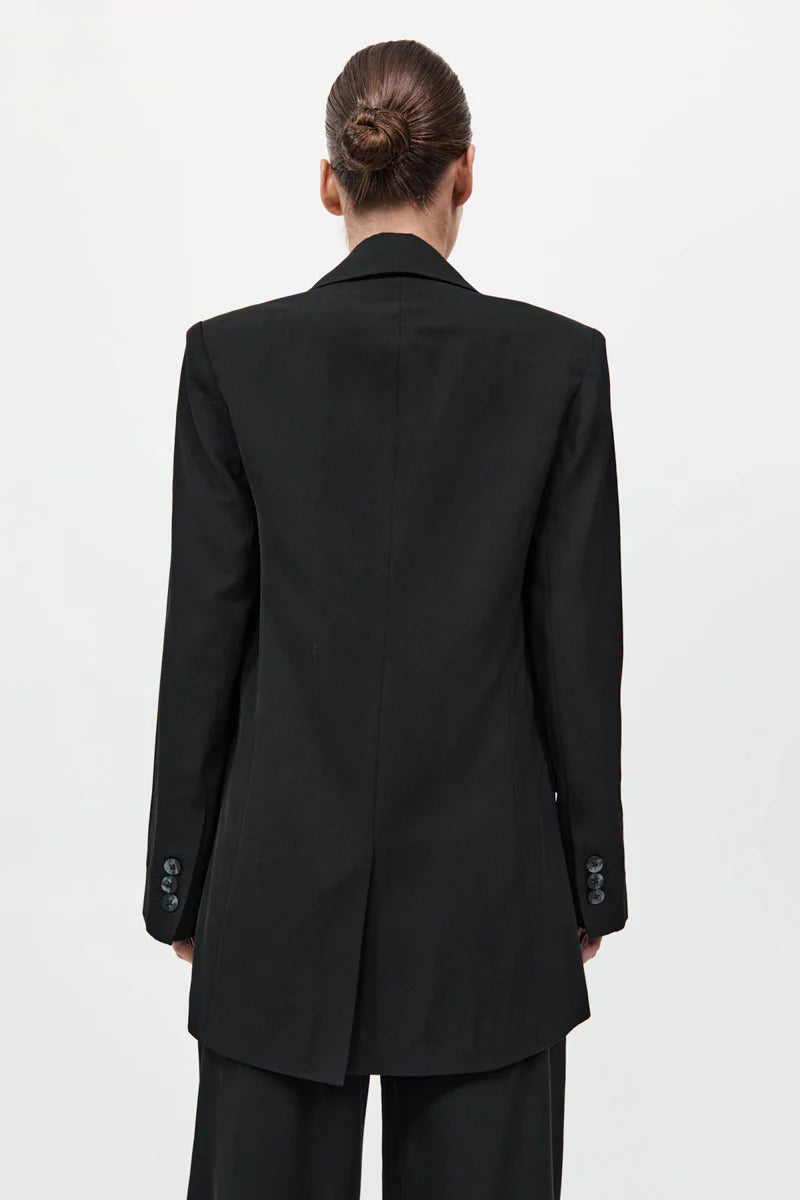 Wool Double Layer Blazer - Black
