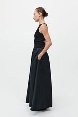 Bateau Cut Out Dress - Black