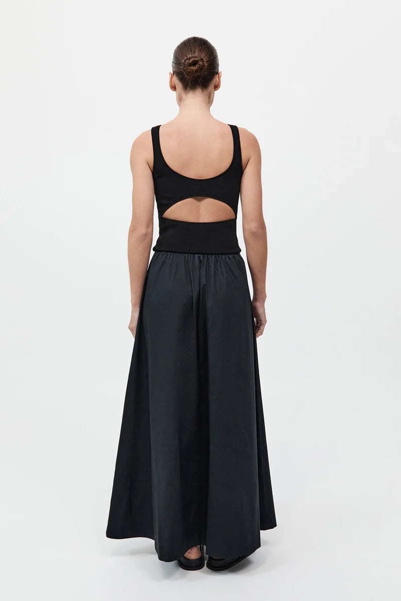 Bateau Cut Out Dress - Black