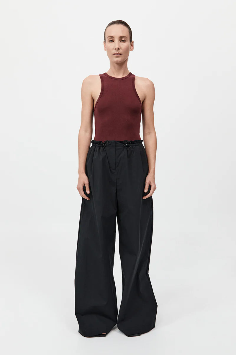 Petite Paperbag Waist Pants - Black