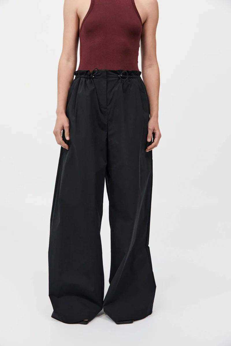 Petite Paperbag Waist Pants - Black