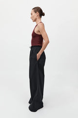 Petite Paperbag Waist Pants - Black