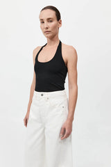 Rib Halter Top - Black