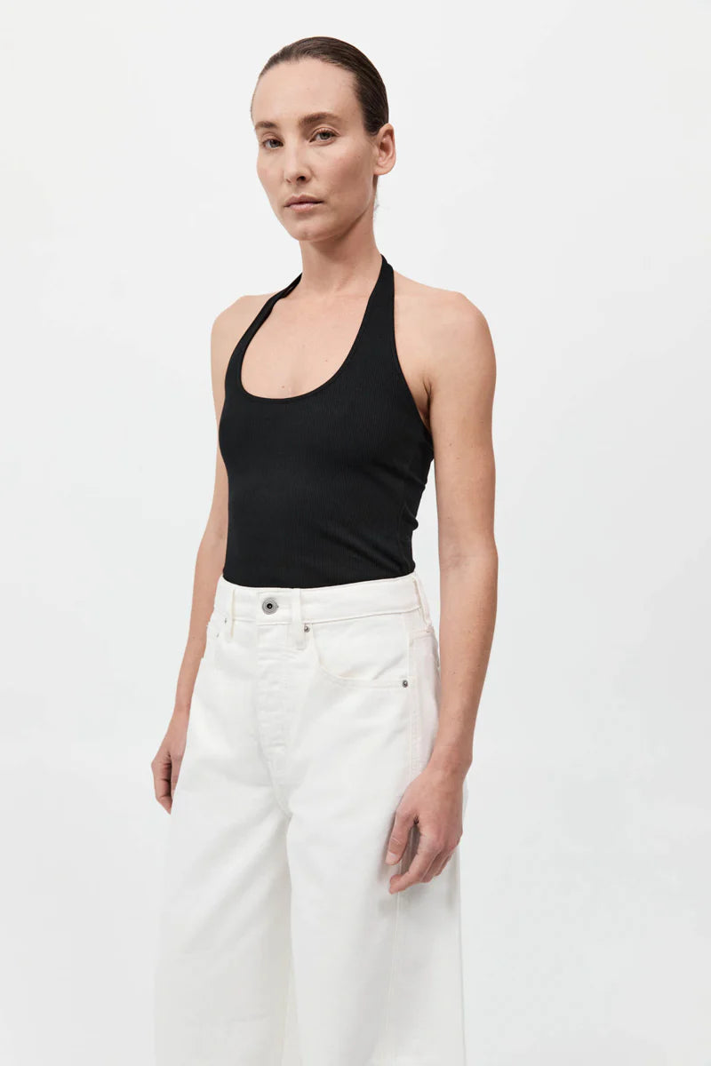 Rib Halter Top - Black