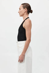 Rib Halter Top - Black