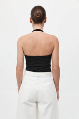 Rib Halter Top - Black