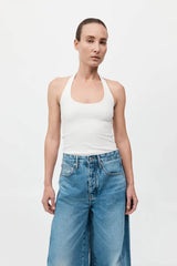 Rib Halter Top - White
