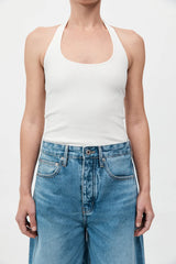 Rib Halter Top - White