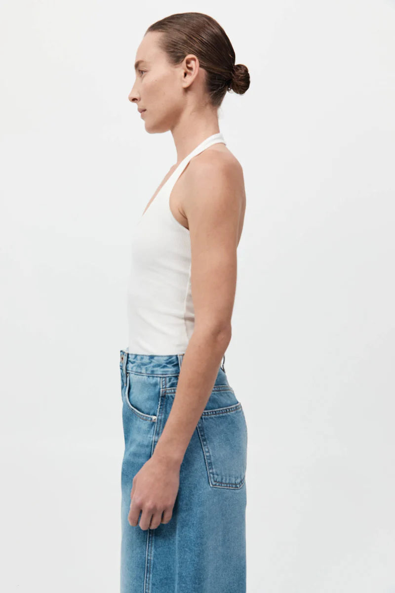 Rib Halter Top - White