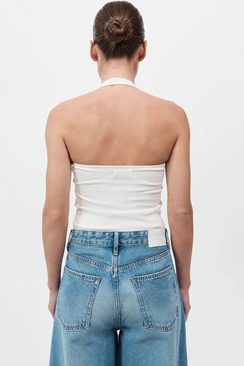 Rib Halter Top - White