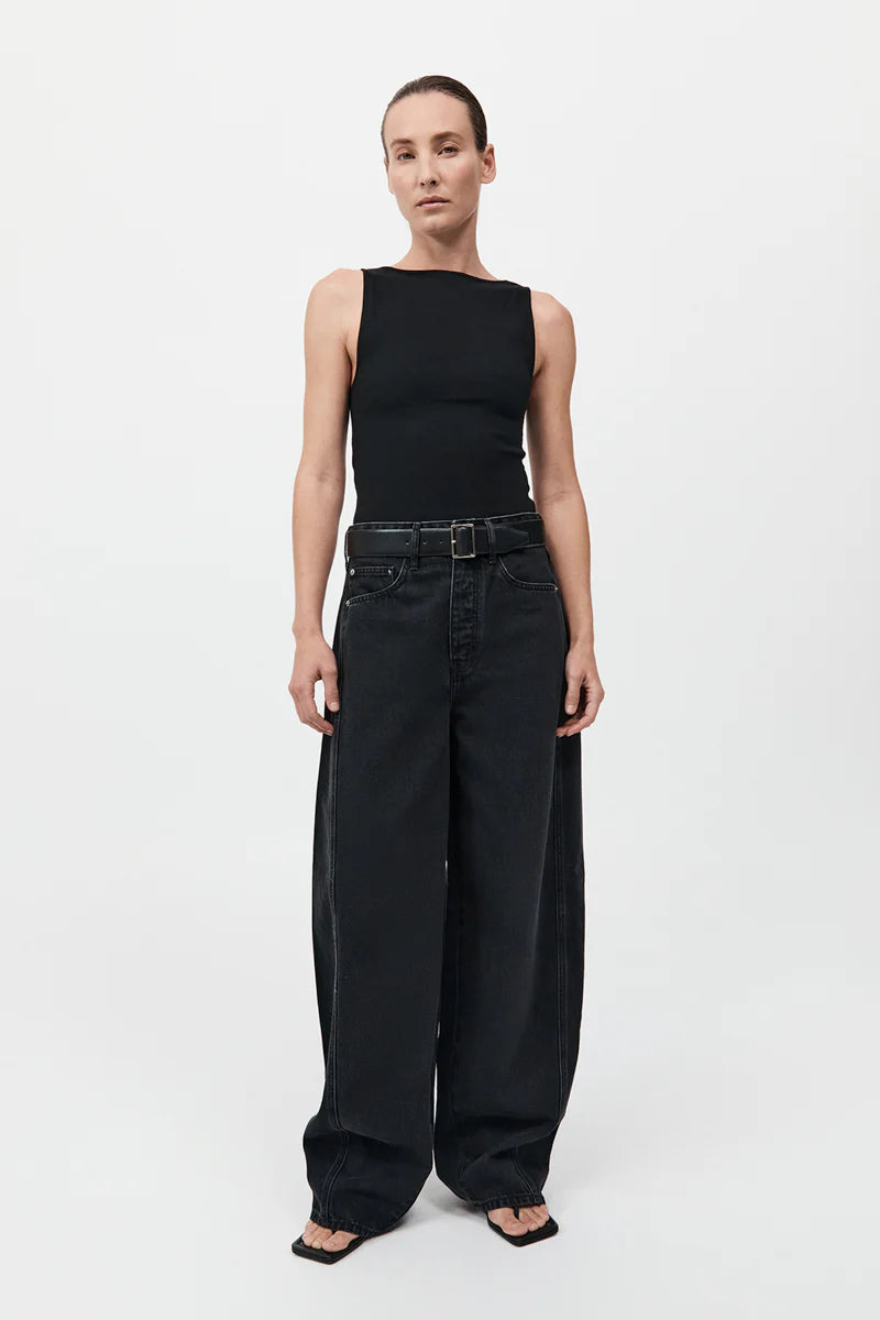 Mid Rise Balloon Jeans - Black