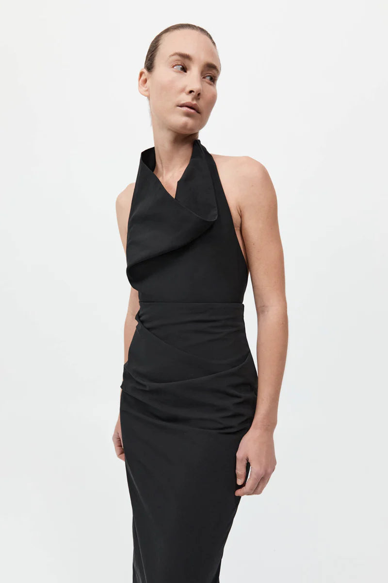 Structural Tie Dress - Black