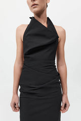 Structural Tie Dress - Black