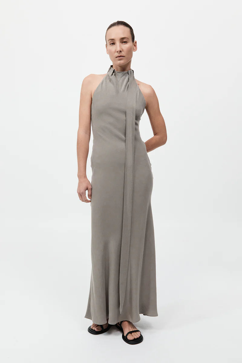 Bias Scarf Dress - Slate