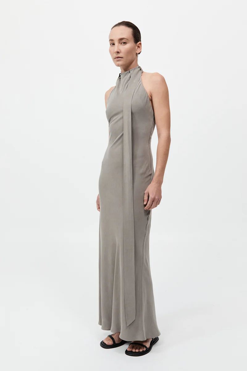Bias Scarf Dress - Slate