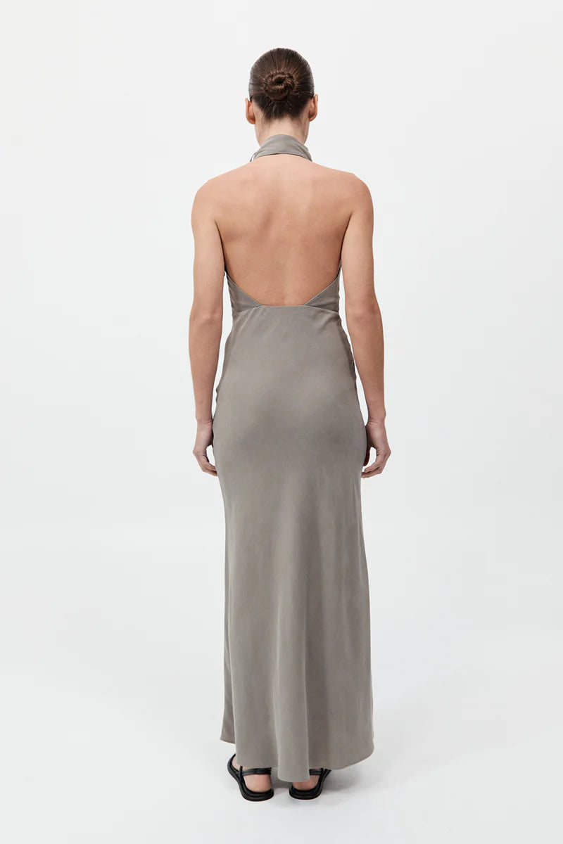 Bias Scarf Dress - Slate