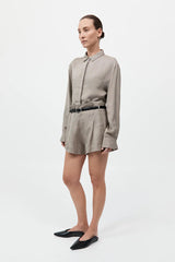 Melange Paperbag Waist Shorts - Rye