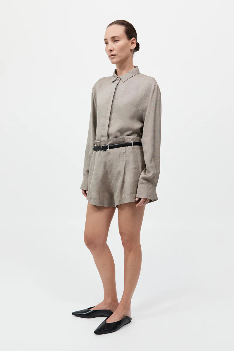 Melange Paperbag Waist Shorts - Rye