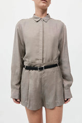 Melange Paperbag Waist Shorts - Rye