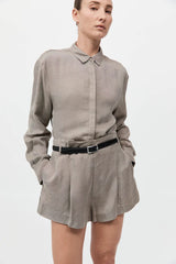 Melange Paperbag Waist Shorts - Rye