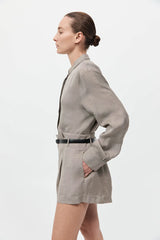 Melange Paperbag Waist Shorts - Rye