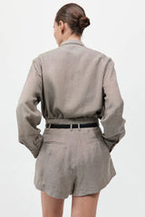 Melange Paperbag Waist Shorts - Rye