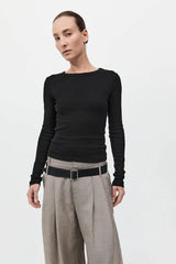 Organic Cotton Long Sleeve Top - Jet Black