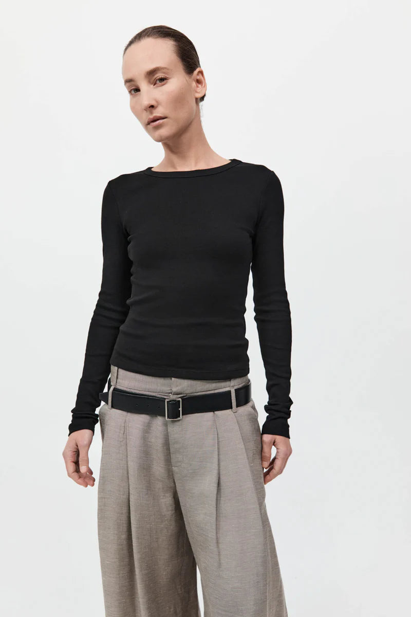 Organic Cotton Long Sleeve Top - Jet Black