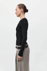 Organic Cotton Long Sleeve Top - Jet Black