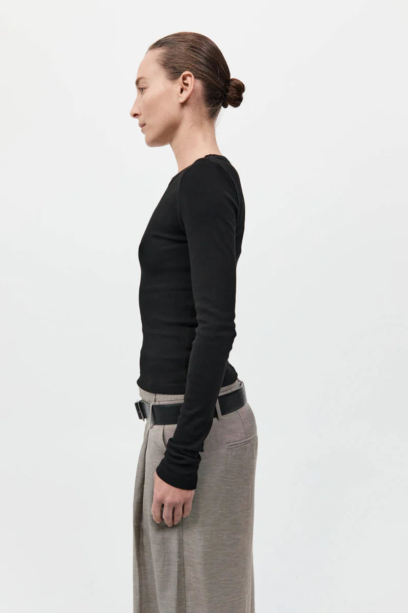 Organic Cotton Long Sleeve Top - Jet Black