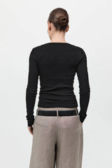 Organic Cotton Long Sleeve Top - Jet Black