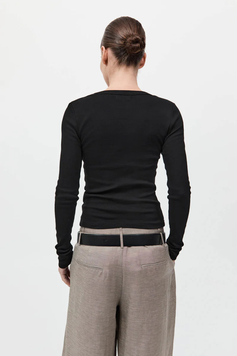 Organic Cotton Long Sleeve Top - Jet Black