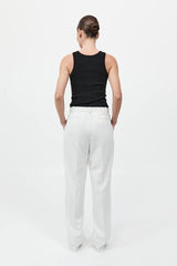 Tailored Pleat Pant - White