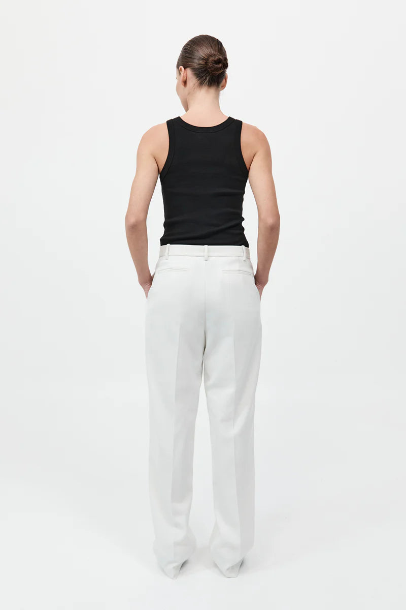 Tailored Pleat Pant - White