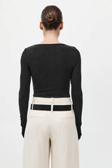 Bateau Long Sleeve Jersey Top - Black