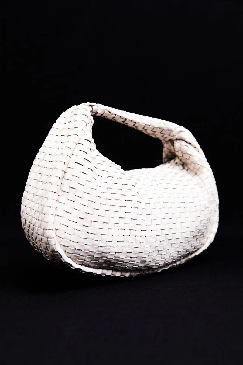 Lattice Weave Mini Bon Bon Bag - Cream