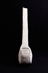 Lattice Weave Crescent Bag - Cream