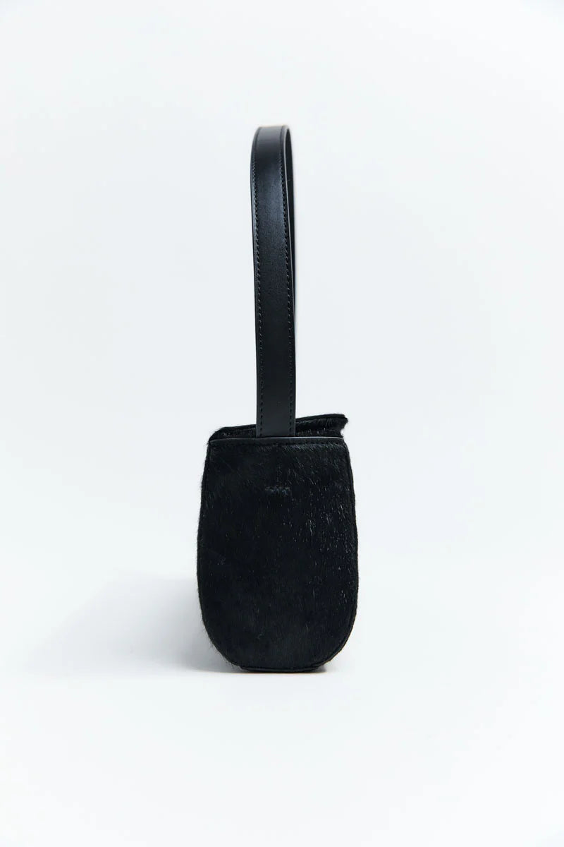 Pony Hair Baguette Bag - Black
