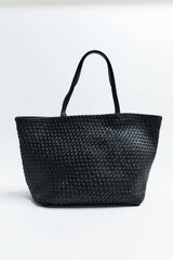 Large Woven Trapeze Bag - Black