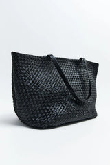 Large Woven Trapeze Bag - Black