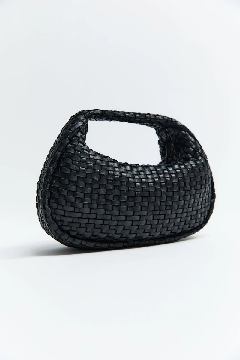 Lattice Weave Mini Bon Bon Bag - Black