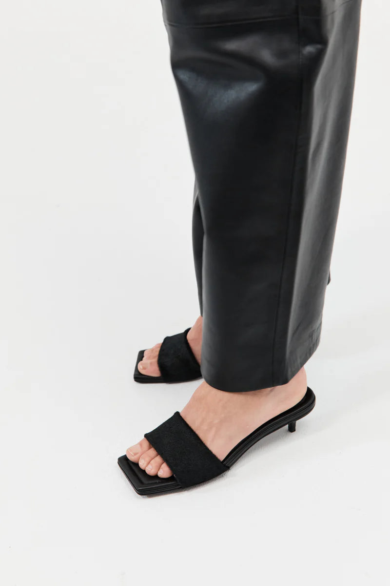 Pony Hair Minimal Heel - Black