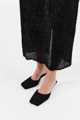 Feathered Square Toe Heel - Black