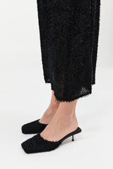 Feathered Square Toe Heel - Black