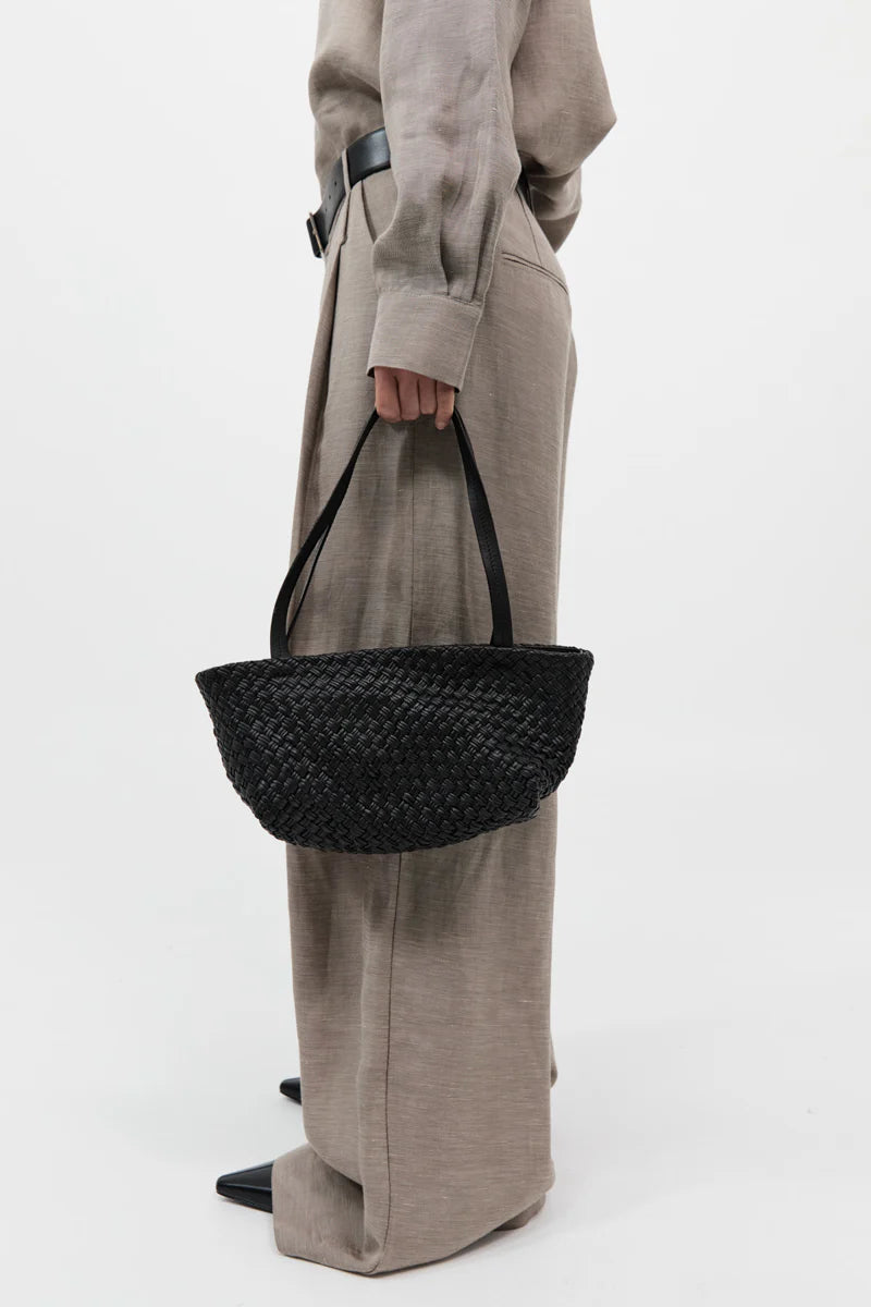 Petite Woven Trapeze Bag - Black